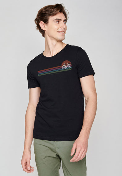 Greenbomb Men's Black Sunset Stripes Spice T-shirt