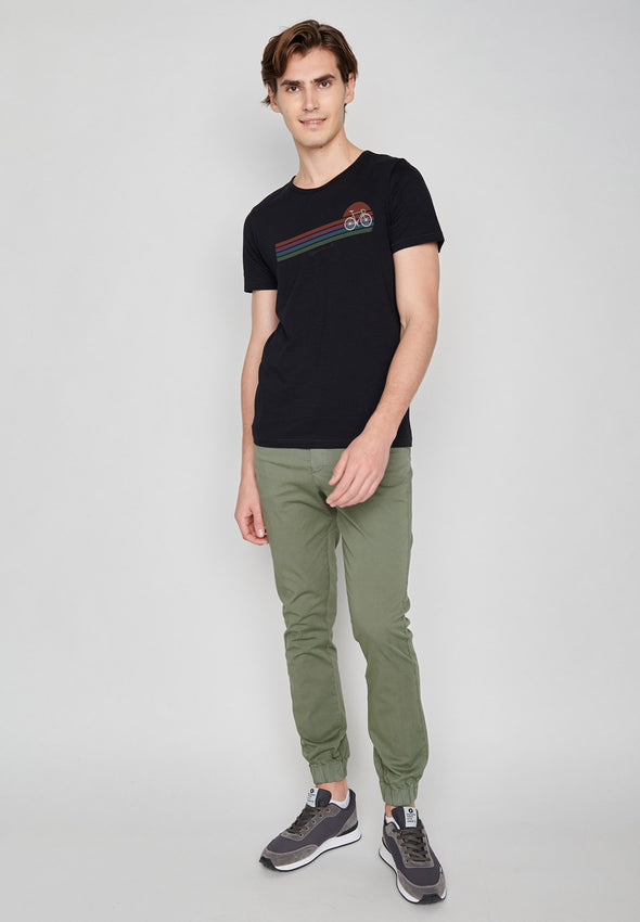 Greenbomb Men's Black Sunset Stripes Spice T-shirt