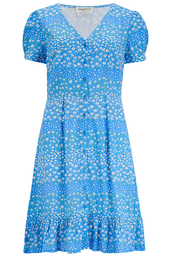 Sugarhill Brighton Marigold Blue Ditsy Star Stripe Short Dress