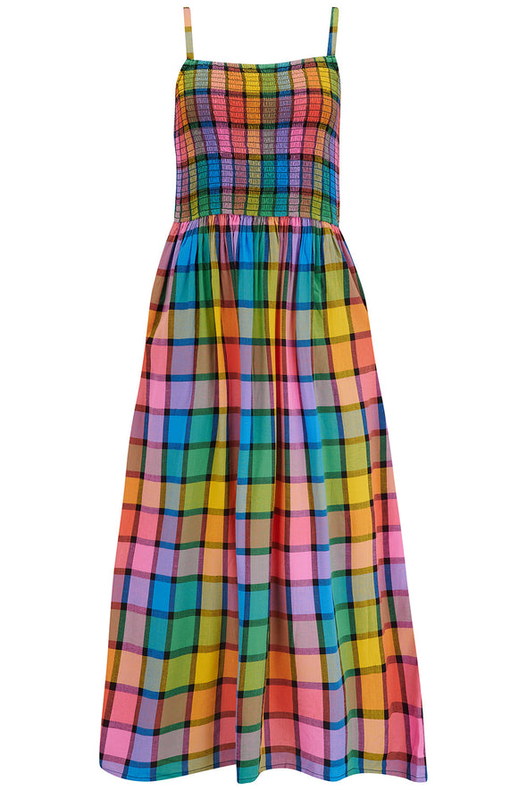 Sugarhill Brighton Denali Summer Rainbow Check Midi Dress