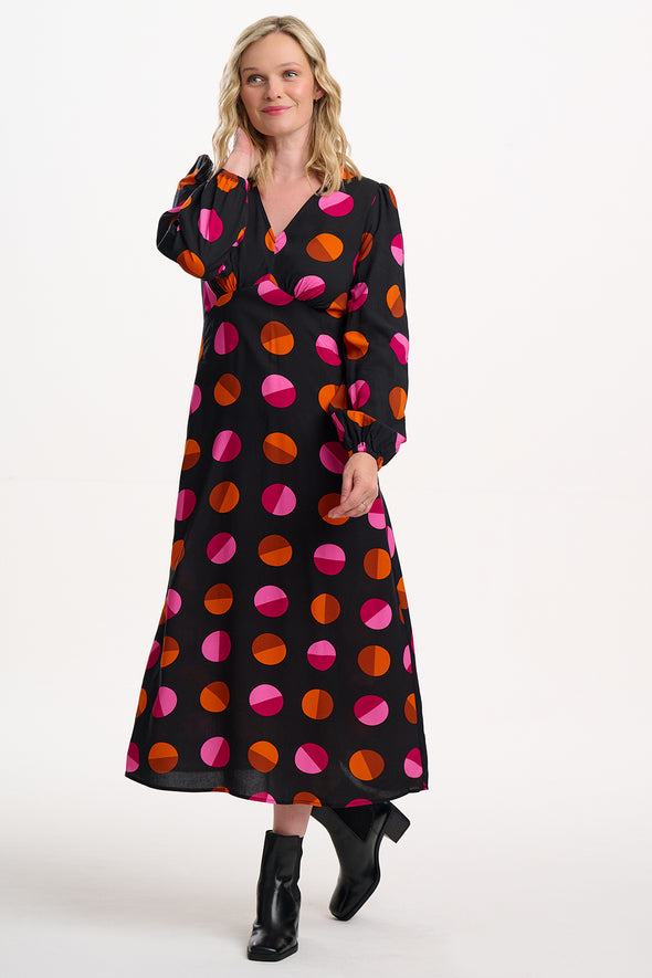 Sugarhill Brighton Marci Black/Polkadot Midi Dress
