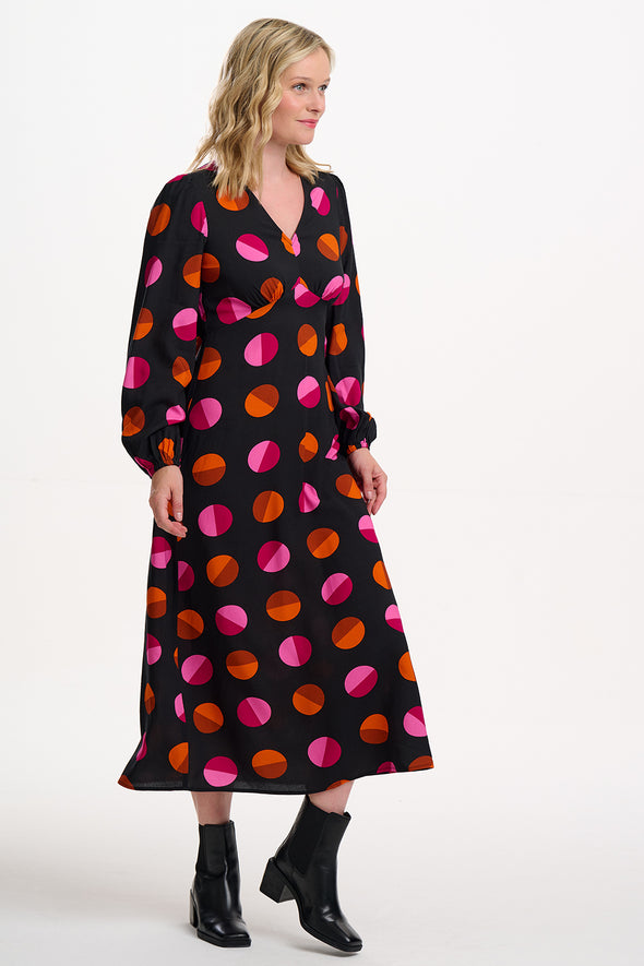Sugarhill Brighton Marci Black/Polkadot Midi Dress