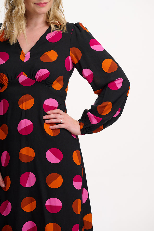 Sugarhill Brighton Marci Black/Polkadot Midi Dress