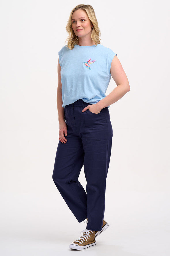 Sugarhill Brighton Chrissy Pale Blue Tropical Hummingbird T-shirt