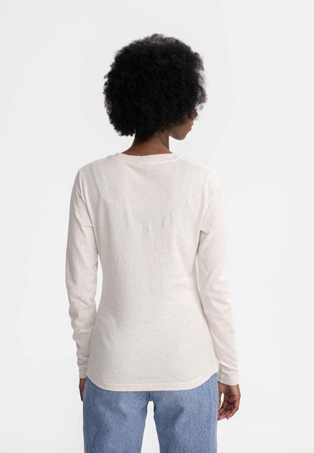 Mela Dhivya Cream Melange Organic Cotton Long Sleeved Top