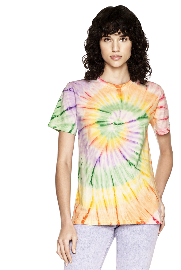 Rainbow Tie Dye Women's Rolled Up Sleeves Organic Cotton T-shirt