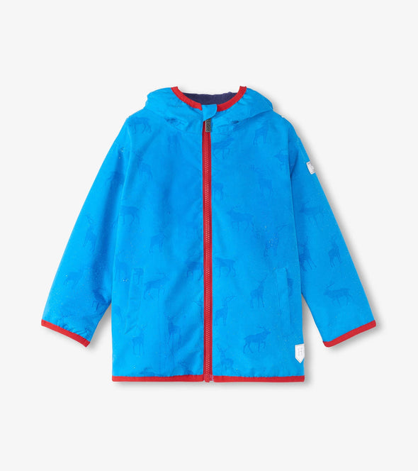 Hatley Blue Elks Zip Up Lightweight Rain Jacket