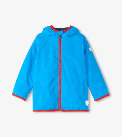 Hatley Blue Elks Zip Up Lightweight Rain Jacket