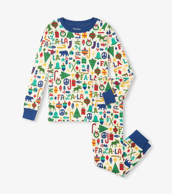 Hatley Blue Falala Organic Cotton Christmas Pyjamas