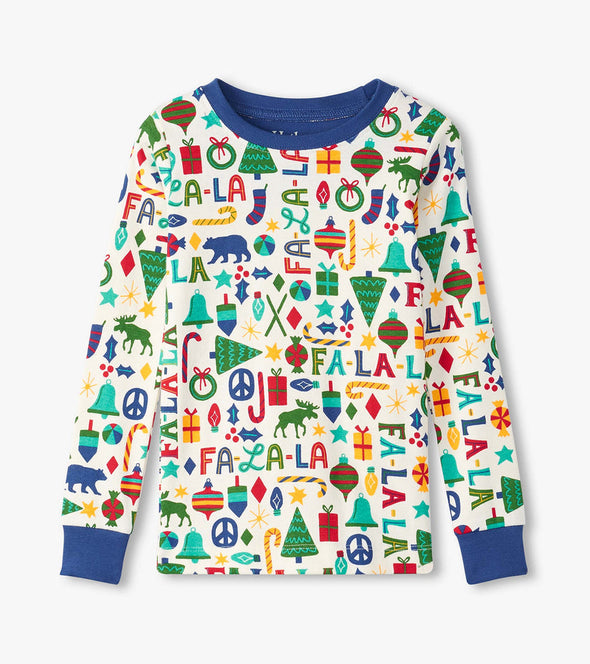 Hatley Blue Falala Organic Cotton Christmas Pyjamas