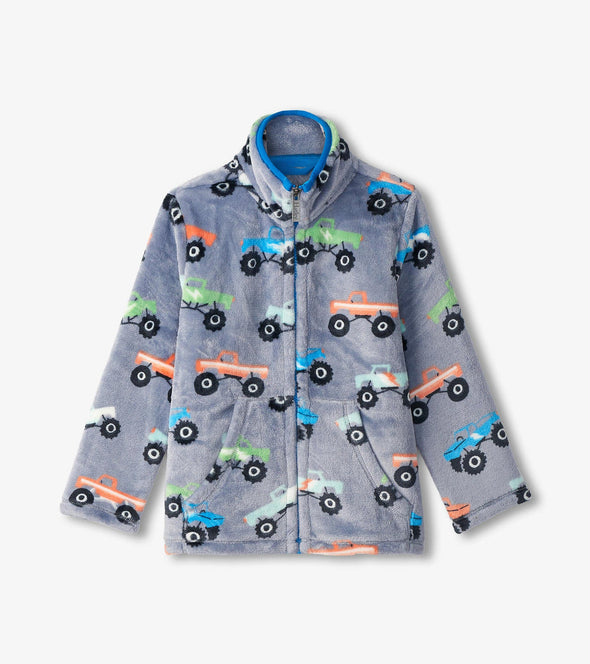 Hatley Monster Trucks Fuzzy Fleece Zip Up