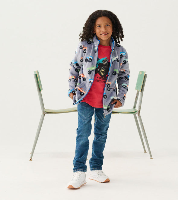 Hatley Monster Trucks Fuzzy Fleece Zip Up