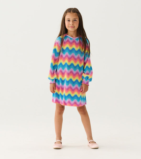 Hatley Rainbow Wave A-Line Pleat Dress