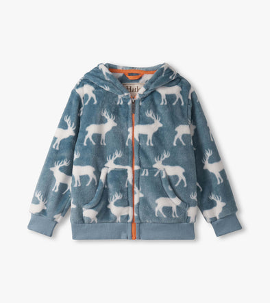 Hatley Staggered Elk Fuzzy Fleece Zip Up