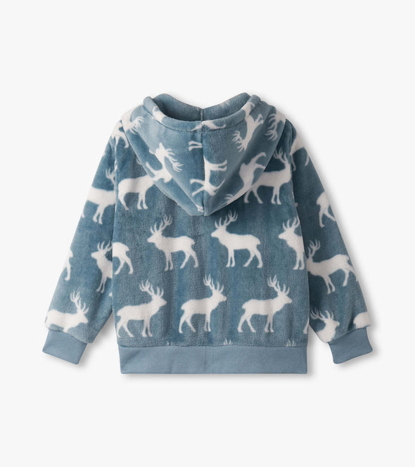 Hatley Staggered Elk Fuzzy Fleece Zip Up