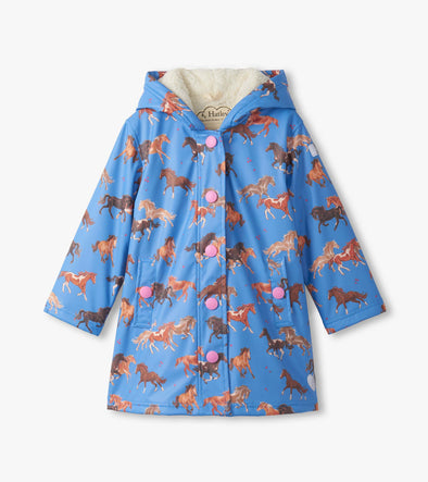 Hatley Tinsel Horses Sherpa Lined Raincoat
