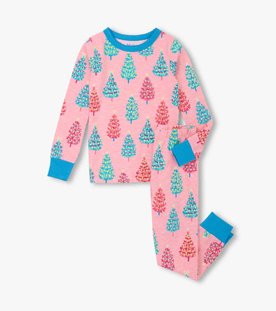 Hatley Pink Bottle Brush Trees Stretch Organic Cotton Pyjamas