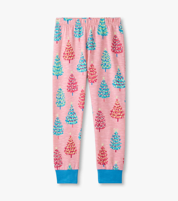 Hatley Pink Bottle Brush Trees Stretch Organic Cotton Pyjamas