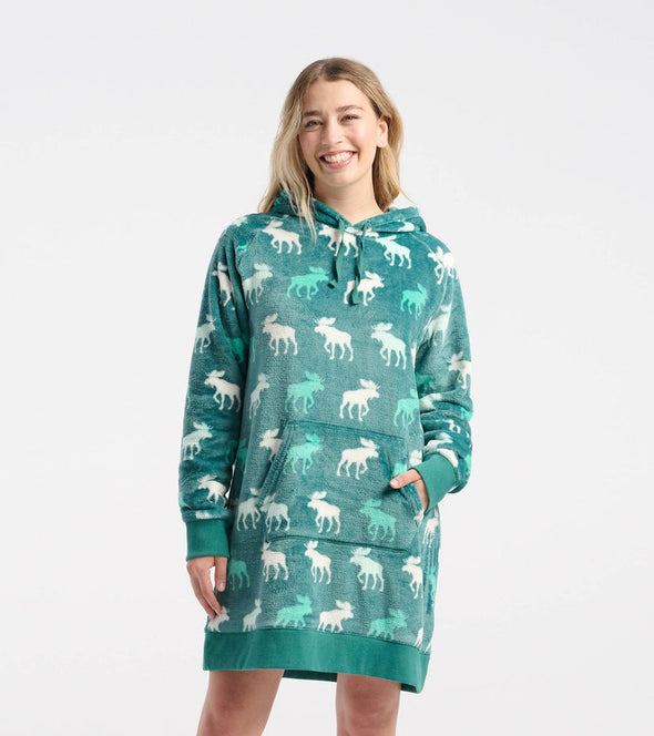 Little Blue House Minty Moose Adult Fleece Hoodie