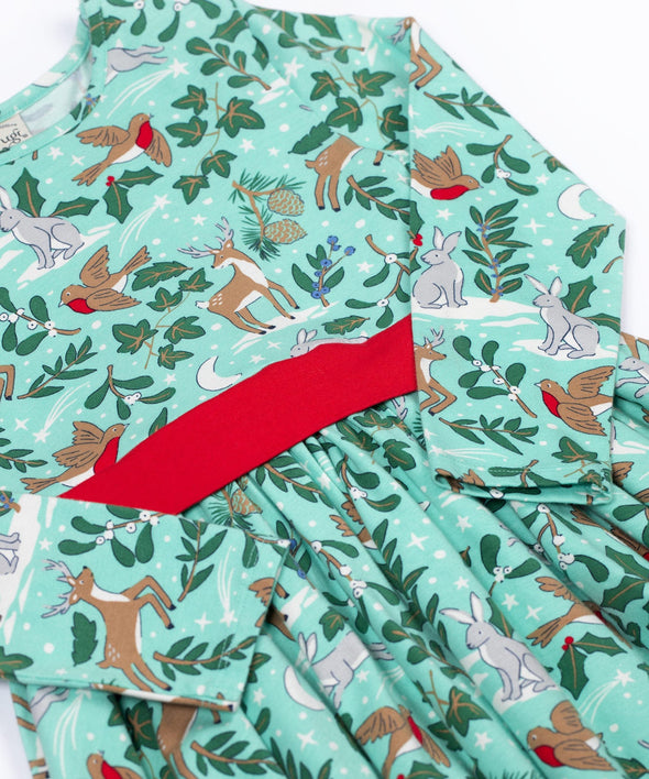 Frugi Festive Forest Party Skater Dress