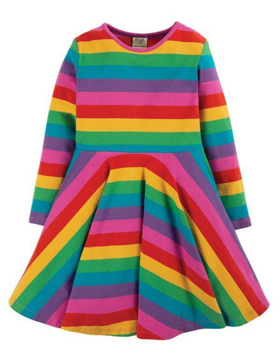Frugi Foxglove Rainbow Stripe Sofia Skater Dress