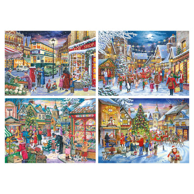 Bigjigs House of Puzzles Christmas Shopping 4 x 500 piece set