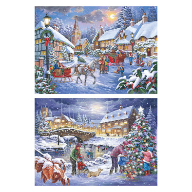 Bigjigs House of Puzzles Christmas is Coming 2 x  BIG 500 Piece Jigsaw Puzzles
