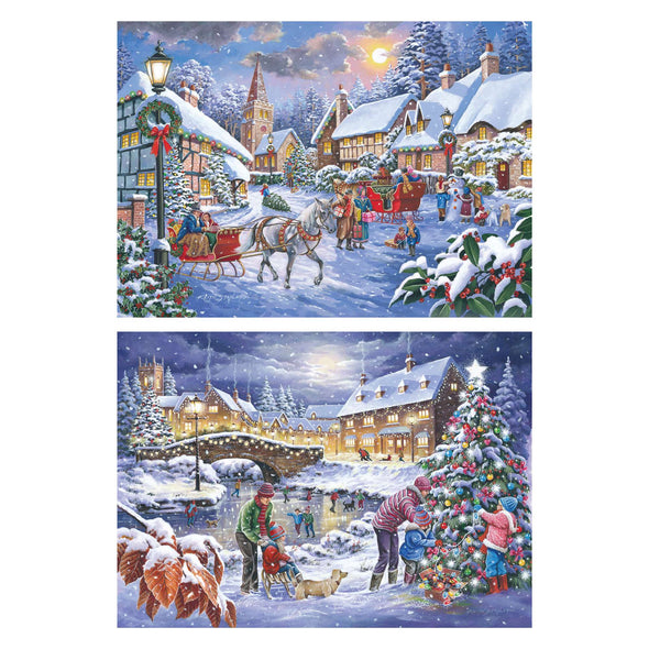 Bigjigs House of Puzzles Christmas is Coming 2 x  BIG 500 Piece Jigsaw Puzzles