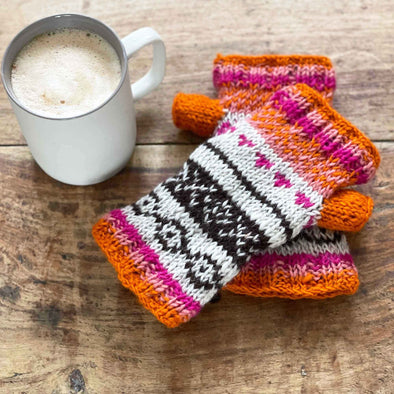 Paper High Natural, Peach & Pink Fairisle Handwarmers