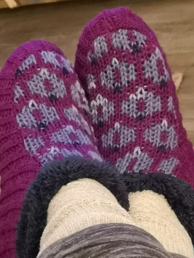 Cool Trade Winds Purple Woolen Knitted Slipper Socks