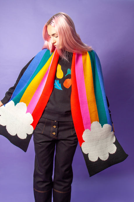 Miss Pom Pom x Tatty Devine Rainbow Cloud Scarf