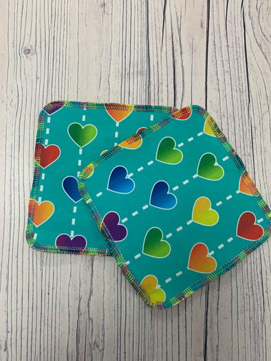 Sweet Lavender and Chili Flakes Organic Reusable Wipes 6" x 6" - Multi Love Hearts