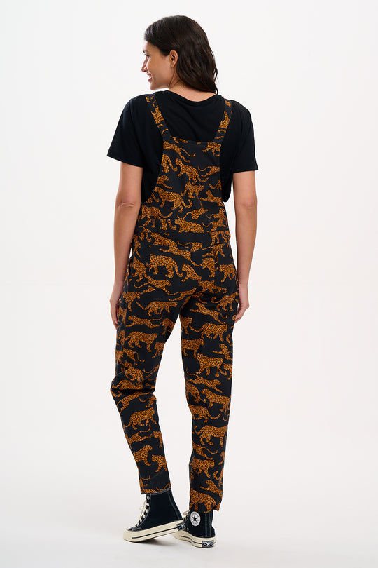 Sugarhill Brighton Black Large Leopards Beau Dungarees