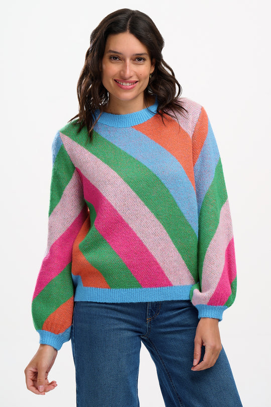 Sugarhill Brighton Multicoloured Diagonal Stripe Essie Jumper