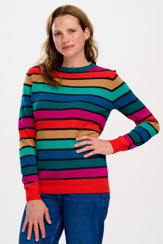 Sugarhill Brighton Multi Rainbow Stripes Astrid Jumper