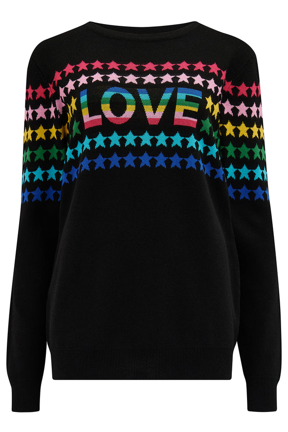 Sugarhill Brighton Black Rainbow Love Rita Jumper