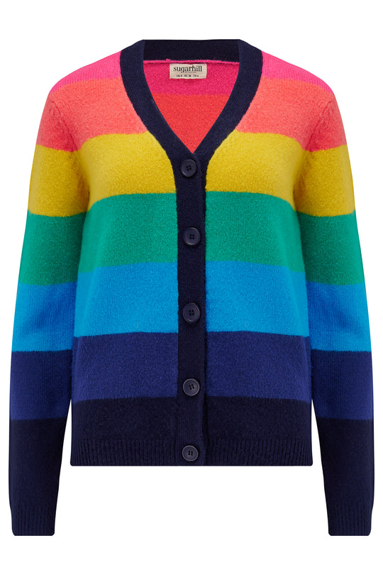 Sugarhill Brighton Rainbow Stripes Izzy Cardigan