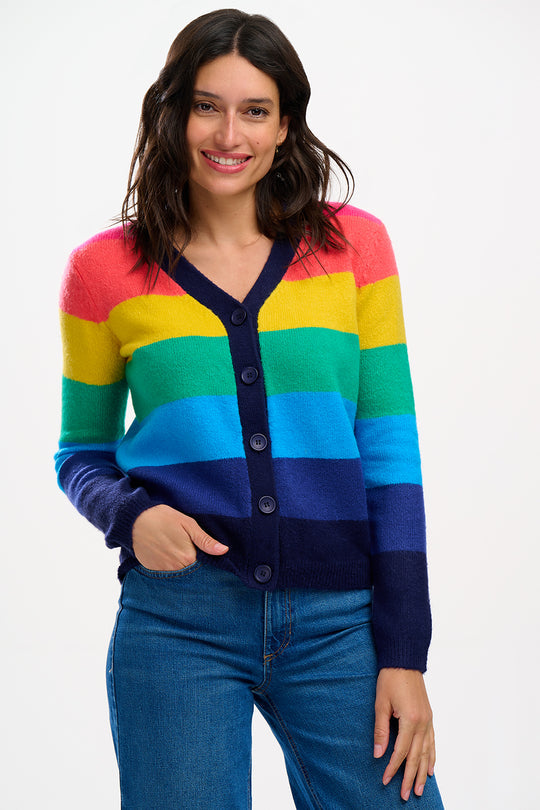 Sugarhill Brighton Rainbow Stripes Izzy Cardigan