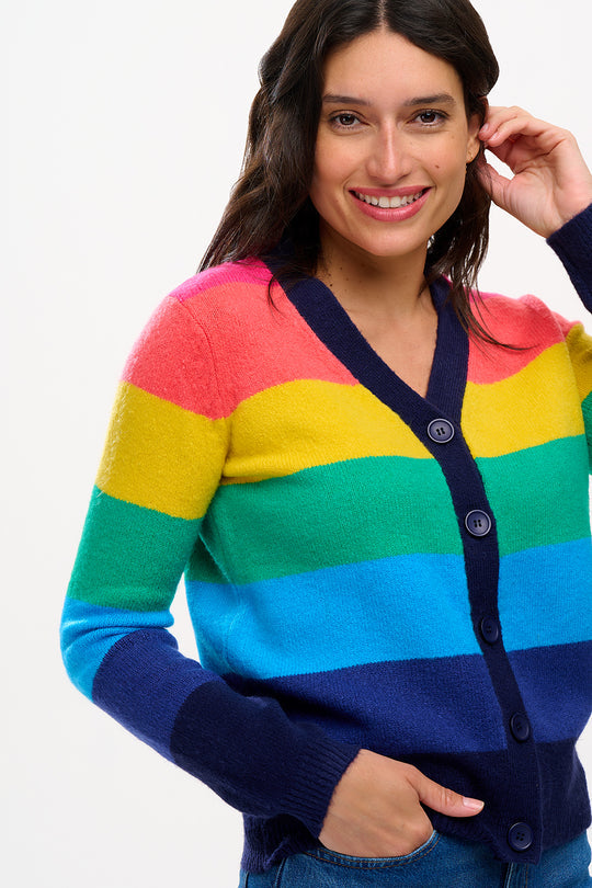 Sugarhill Brighton Rainbow Stripes Izzy Cardigan