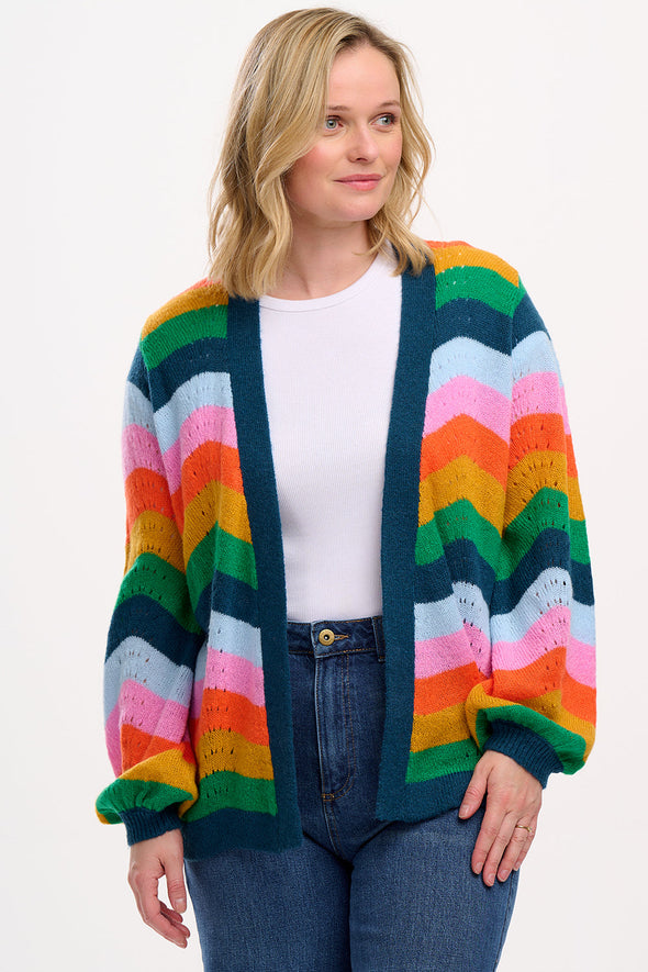 Sugarhill Brighton Multi Rainbow Waves Bella Cardigan