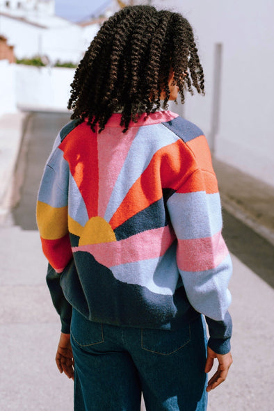 Sugarhill Brighton Multi Sunrays Solana Knitted Bomber Jacket