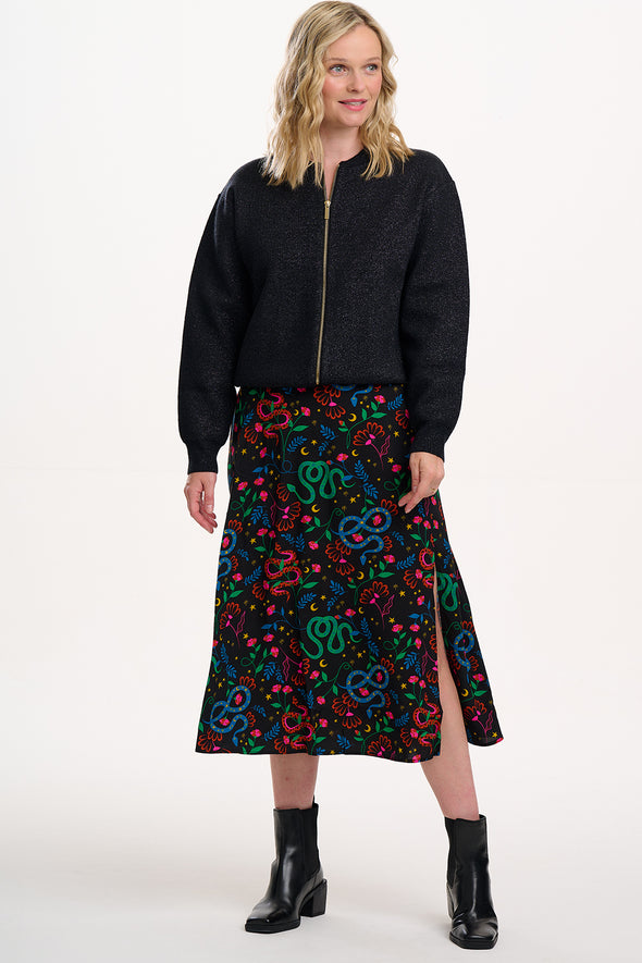 Sugarhill Brighton Solana Black Sparkle Bomber Jacket
