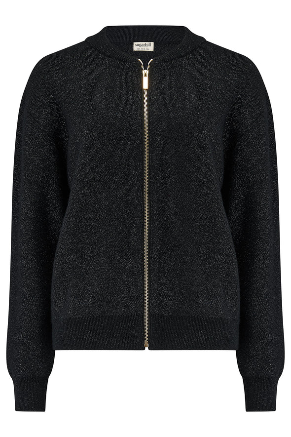 Sugarhill Brighton Solana Black Sparkle Bomber Jacket