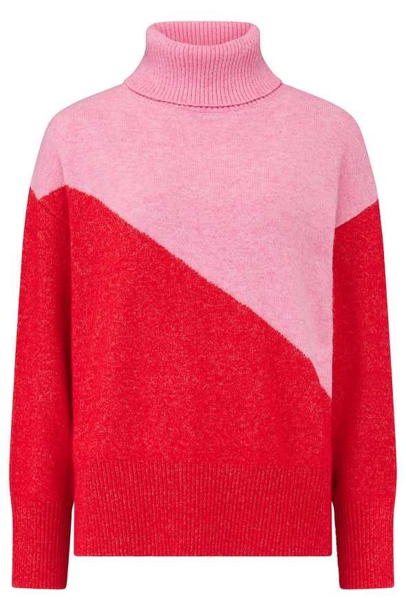 Sugarhill Brighton Winona Pink/Red Rollneck Jumper