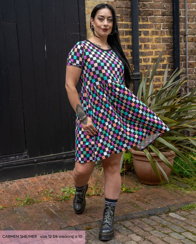 Rebel Romance Checkerboard Smock Dress