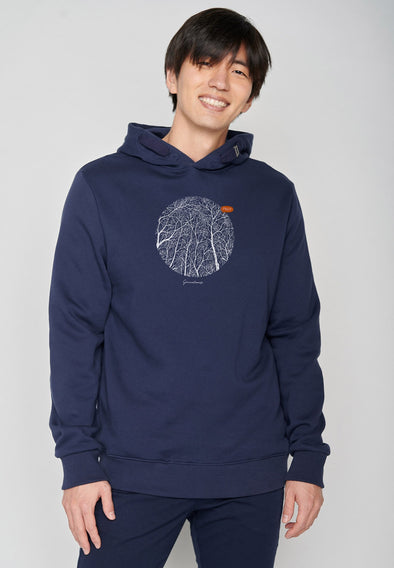 Greenbomb Men's Navy Nature Forest Circle Star Hoodie