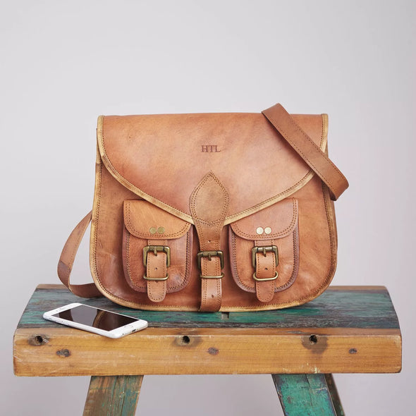 Paper High Brown Leather Large Satchel Bag