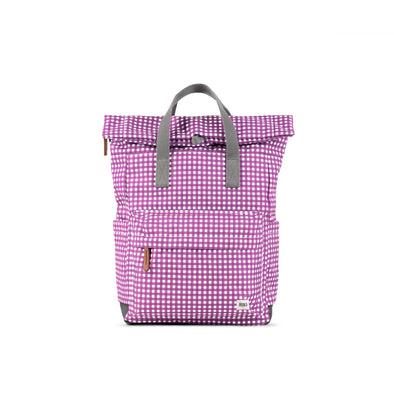Roka Canfield B Purple Gingham Recyled Canvas Backpack - Medium