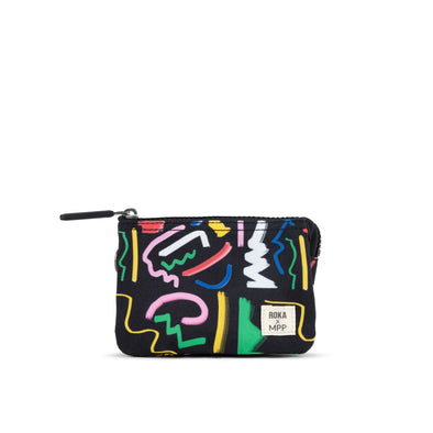 Roka Carnaby Scribbles Recycled Canvas Wallet - Small