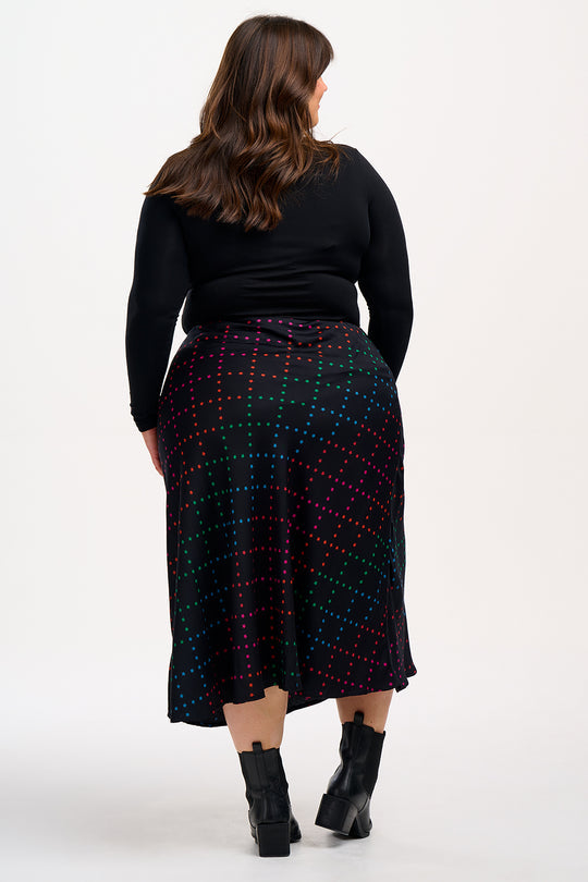 Sugarhill Brighton Black Rainbow Star Lattice Sita Midi Skirt